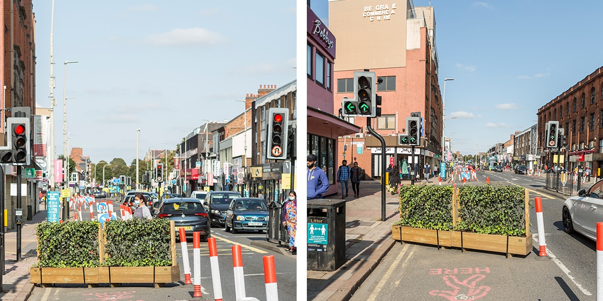 Ivy green screens add natural social distancing to Leicester City Centre