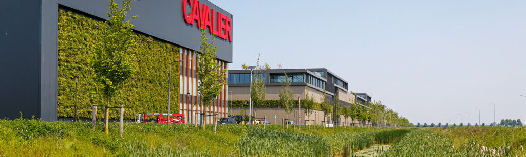 Mobilane website header Buzzards in green façade at Schip Trade Park